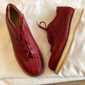 PARABOOT RED LEATHER LACE UP OXFORD SHOES.   NEW IN BOX